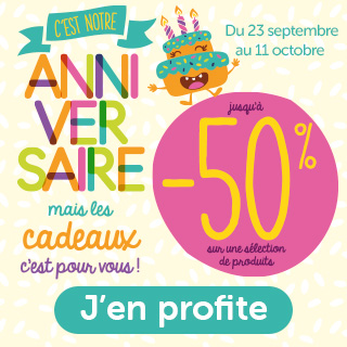 Jusqu'à -50% sur une sélection de produits pour notre anniversaire