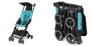 Poussette compacte autour de bébé